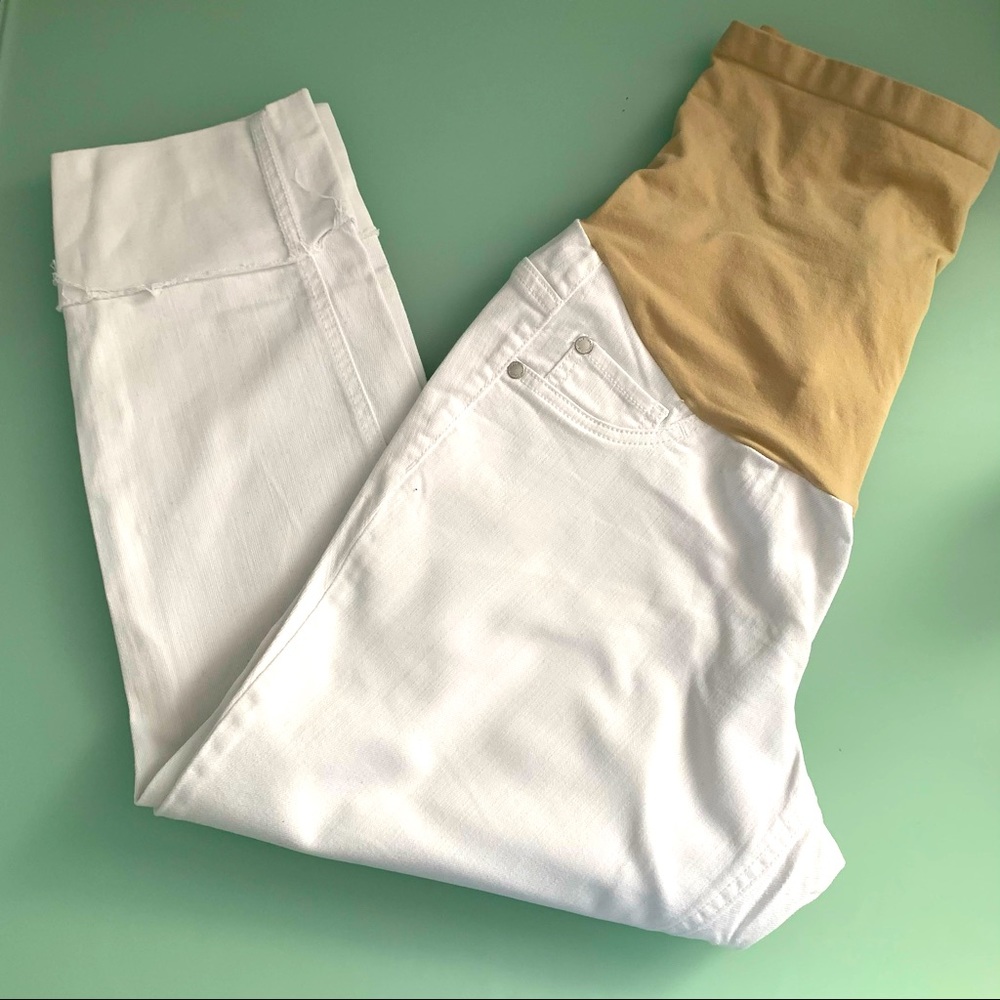 Maternity White Jeans size L cropped length